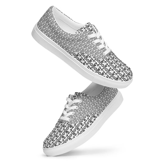 TONY G Women’s lace-up canvas shoes, adorned with the TONY G Logo & TG Logo Outline Monogram Pattern